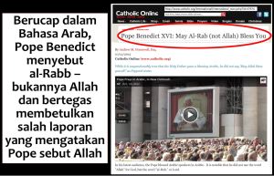 Pope Benedict-Rabb not Allah